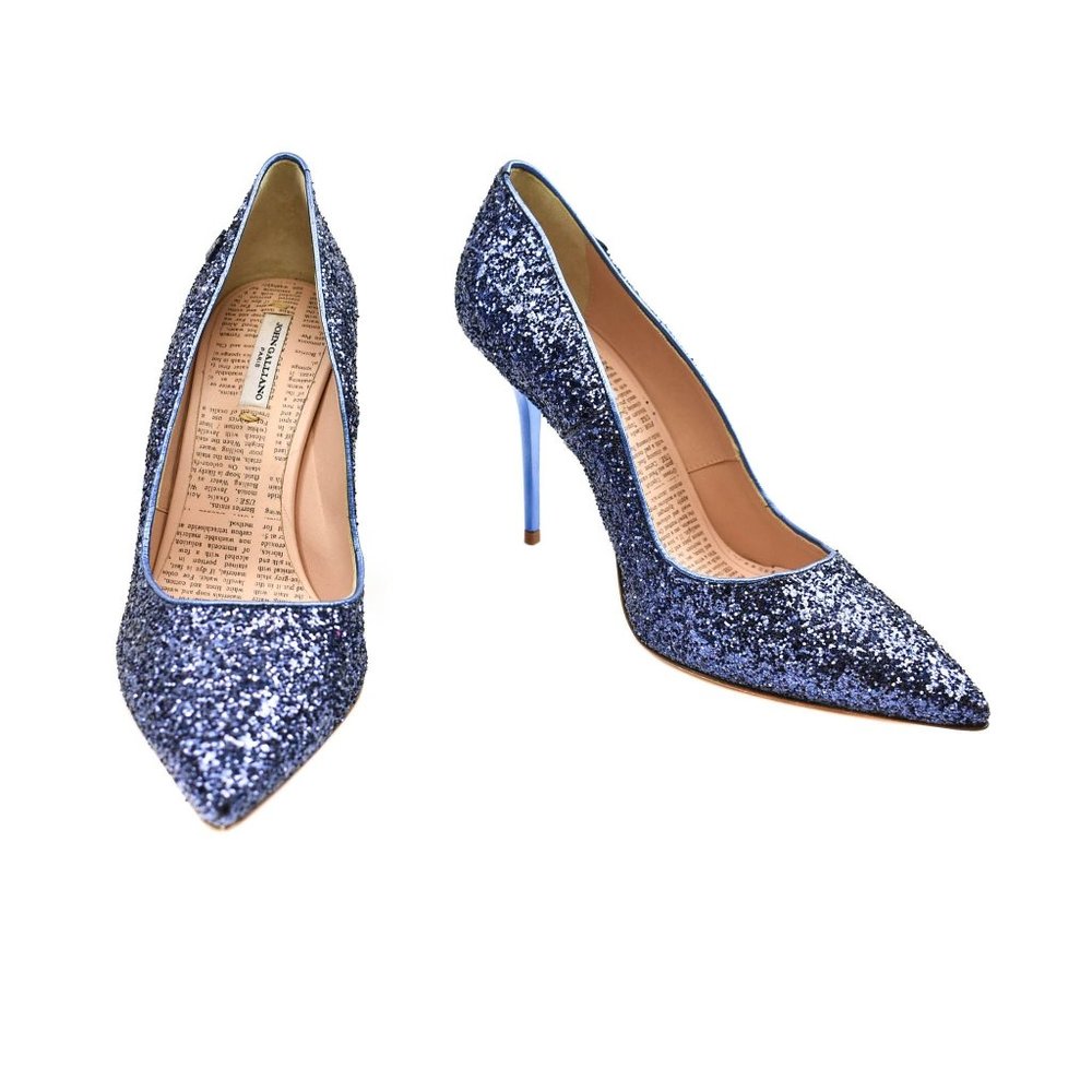 John Galliano Blue Metallic Glitter Heels/pumps Sz: 36 EU - 6 US